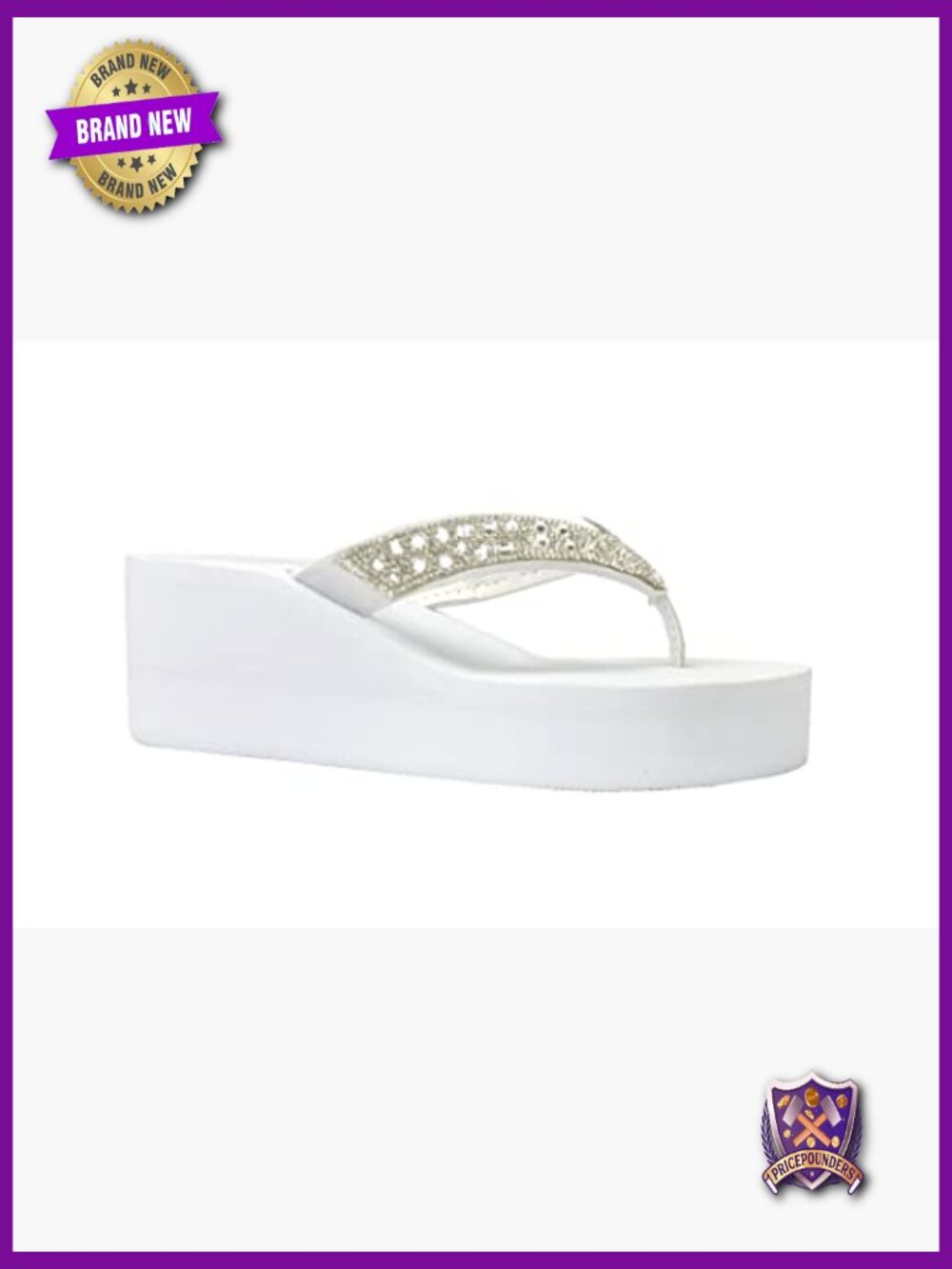 Rhinestone Platform Wedge Sandals T-Strap Jewel Sandals for Women - Picture 4 of 5